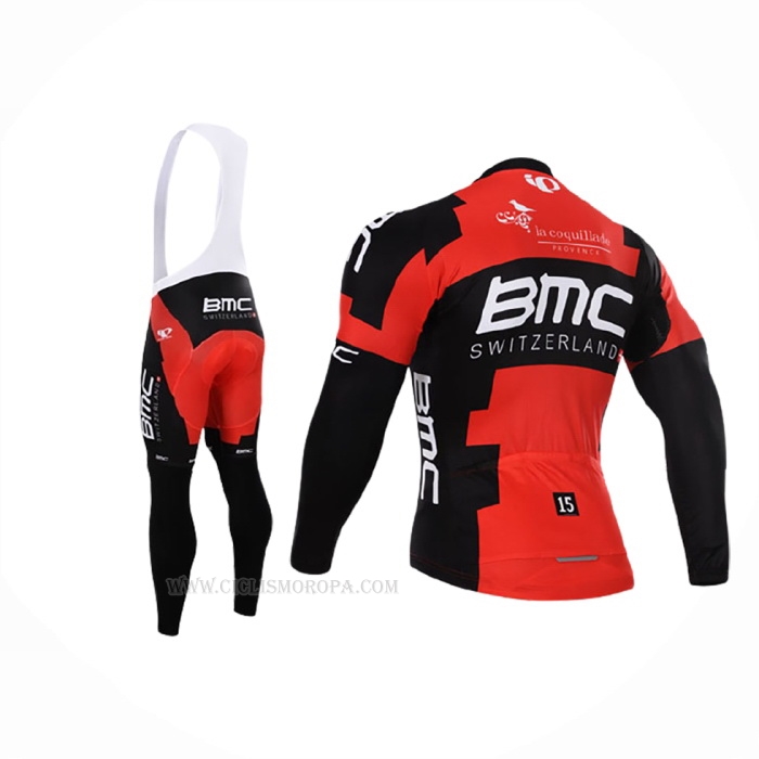 2015 Ropa Ciclismo BMC Negro Rojo Mangas Largas y Culotte Lunga